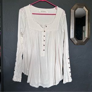Cream free people blouse with button detail